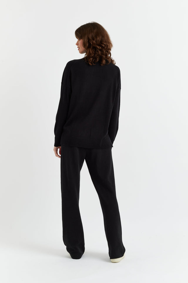 Chinti And Parker Black Wool-Cashmere Relaxed Rollneck Sweater