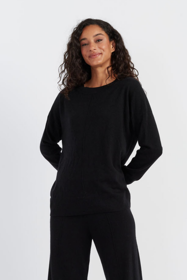 chinti and parker Black Wool-Cashmere Slouchy Sweater