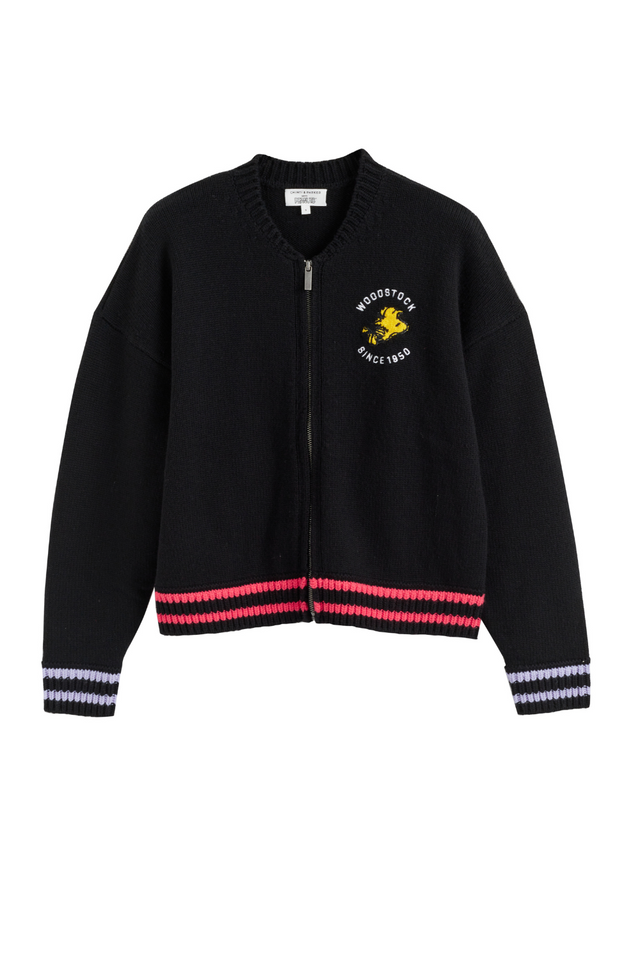 Chinti And Parker Black Wool-Cashmere Snoopy Bomber Jacket