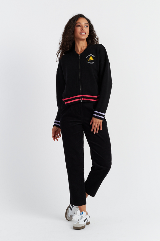 Chinti And Parker Black Wool-Cashmere Snoopy Bomber Jacket