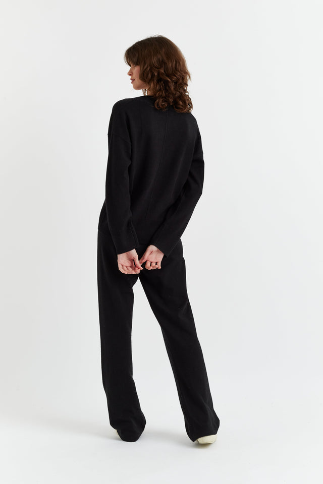 Chinti And Parker Black Wool-Cashmere V-Neck Sweater
