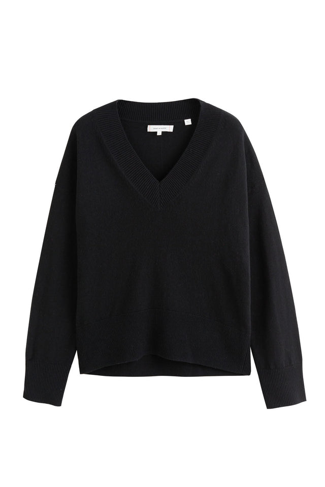 Chinti And Parker Black Wool-Cashmere V-Neck Sweater