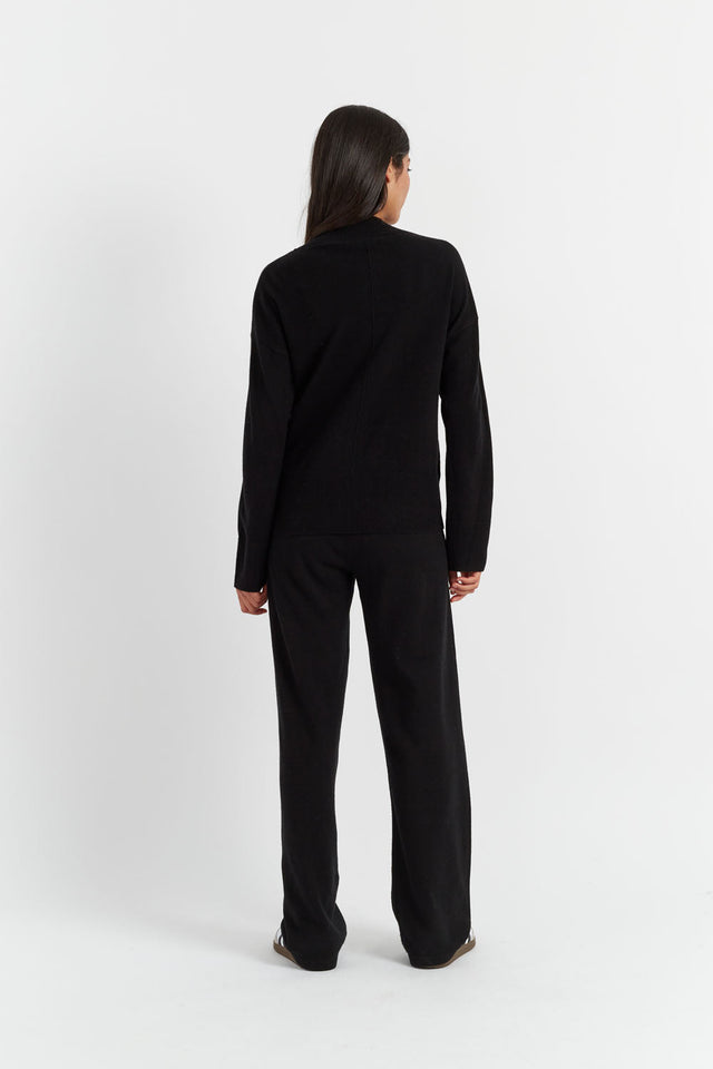 Chinti And Parker Black Wool-Cashmere Wide-Leg Track Pants
