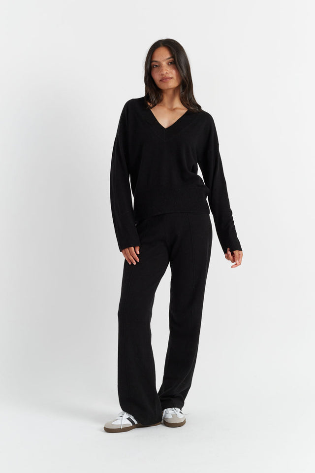 chinti and parker Black Wool-Cashmere Wide-Leg Track Pants