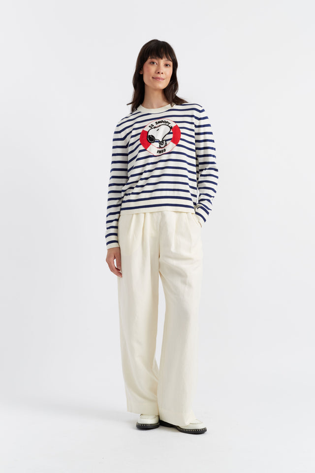 Chinti And Parker Blue Cotton Snoopy Nautical Sweater
