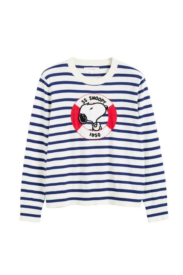 Chinti And Parker Blue Cotton Snoopy Nautical Sweater