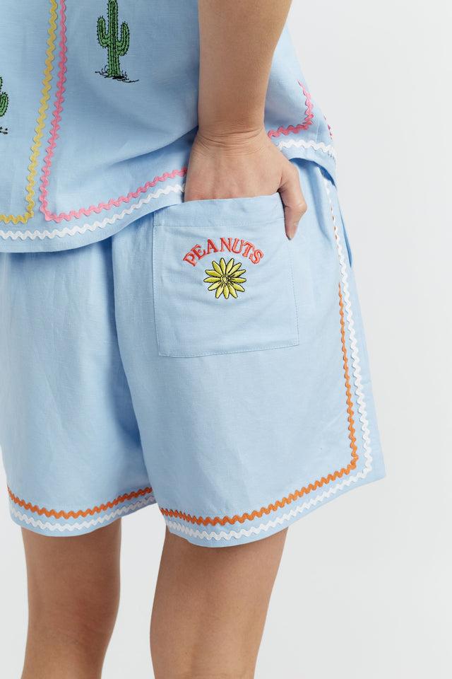 Chinti And Parker Blue Linen-Cotton Peanuts Vacation Shorts