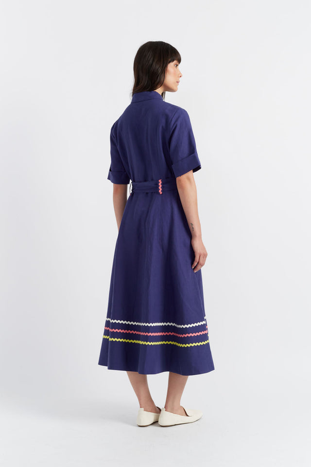 Chinti And Parker Blue Tencel-Linen Starboard Dress