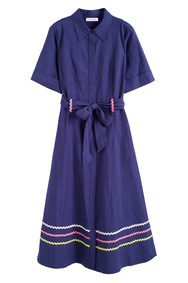 Chinti And Parker Blue Tencel-Linen Starboard Dress