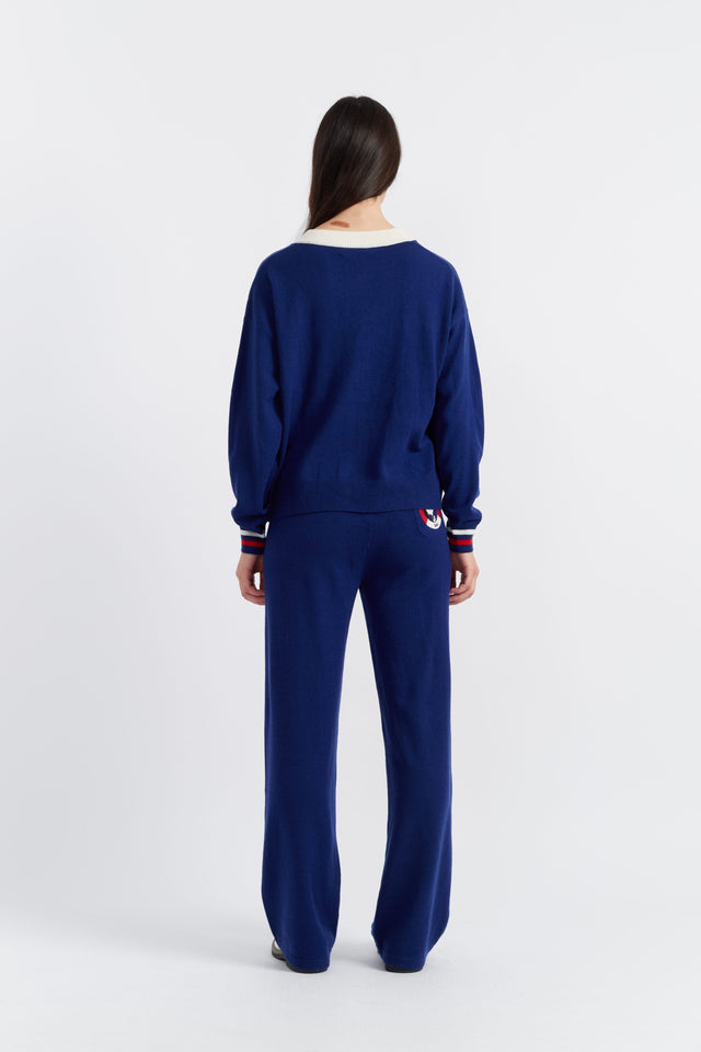 Chinti And Parker Blue Wool-Cashmere Snoopy Nautical Cardigan