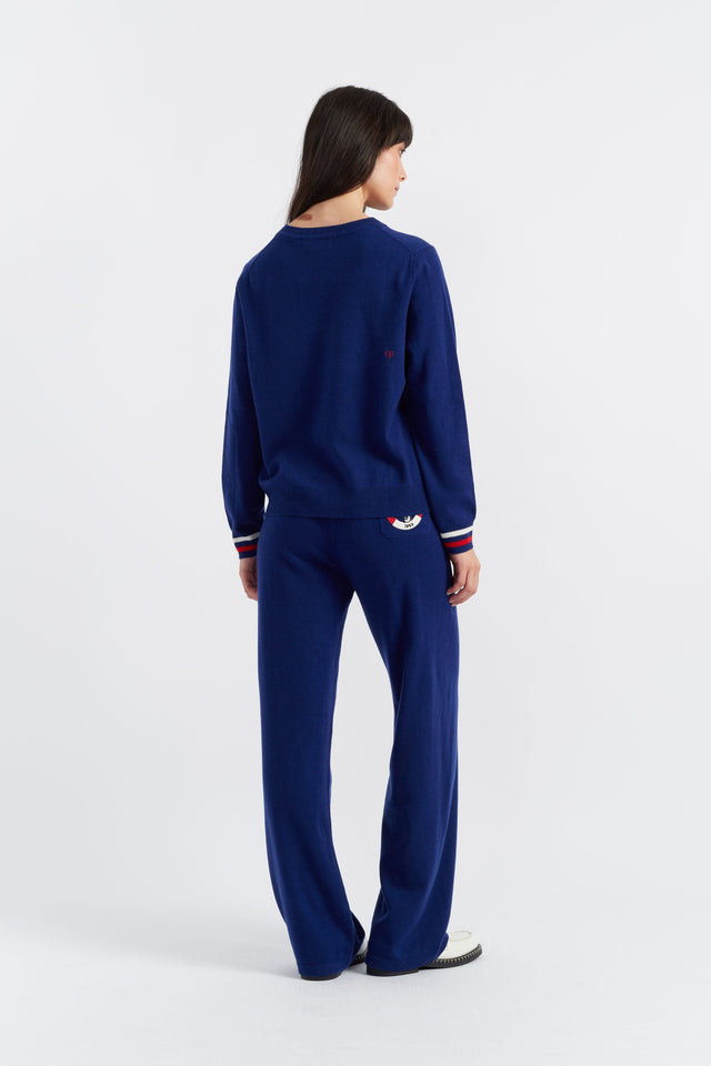 Chinti And Parker Blue Wool-Cashmere Snoopy Nautical Sweater
