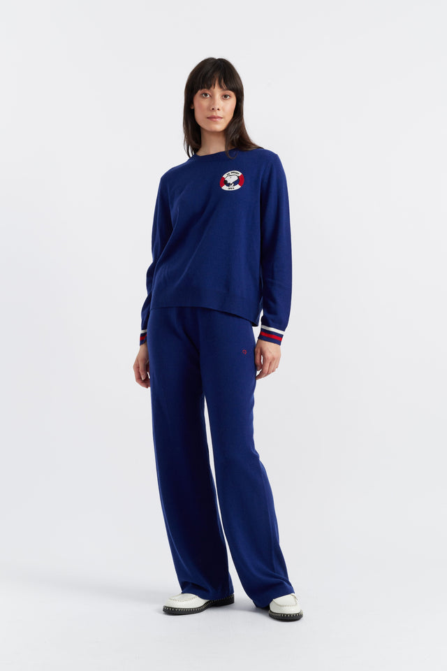 Chinti And Parker Blue Wool-Cashmere Snoopy Nautical Sweater