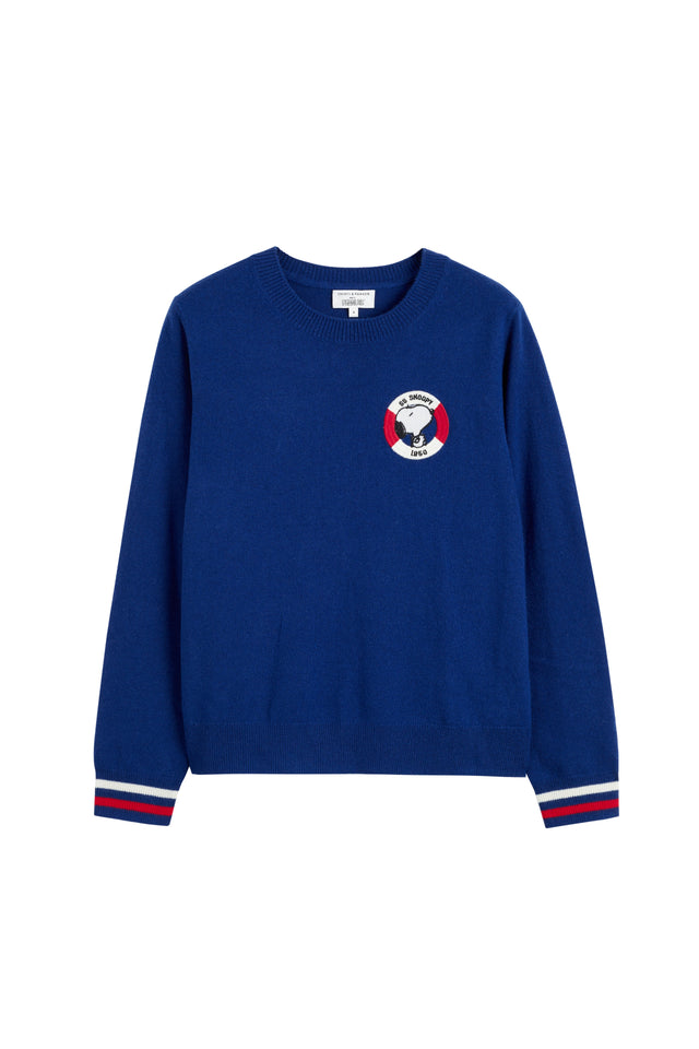 Chinti And Parker Blue Wool-Cashmere Snoopy Nautical Sweater