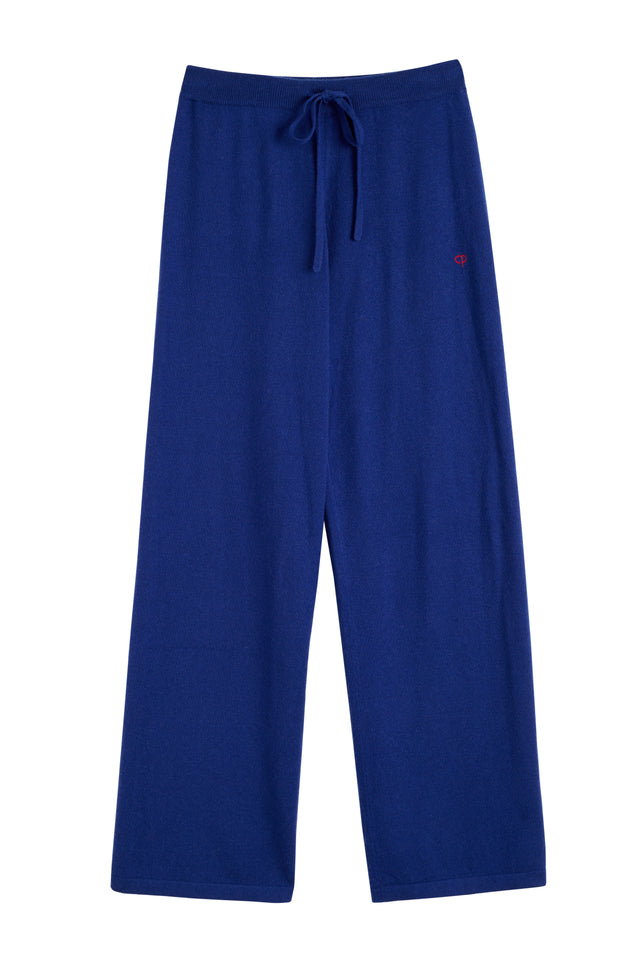 Chinti And Parker Blue Wool-Cashmere Snoopy Nautical Wide-Leg Track Pants