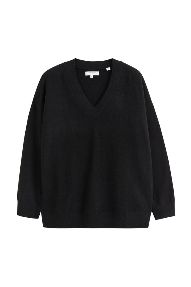 Chinti And Parker Black Cashmere V-Neck Sweater
