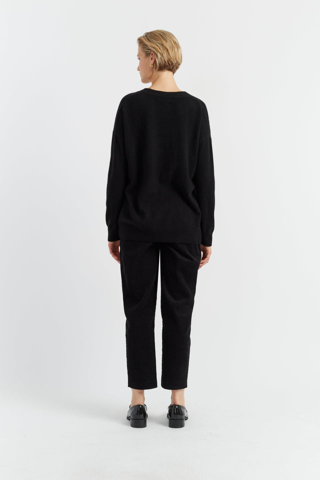 Chinti And Parker Black Cashmere V-Neck Sweater