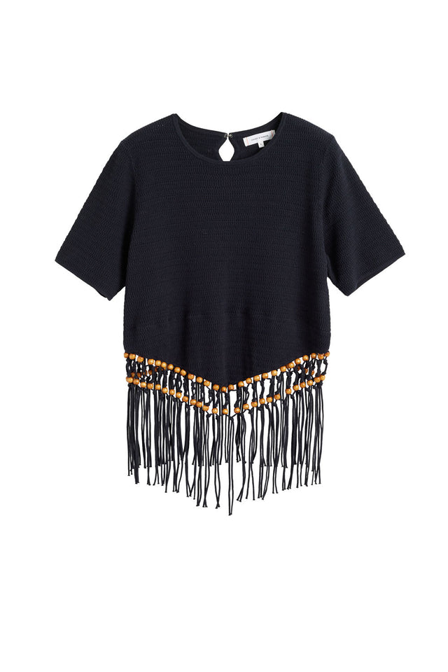 Chinti And Parker Black Laura Whitmore Beaded Top