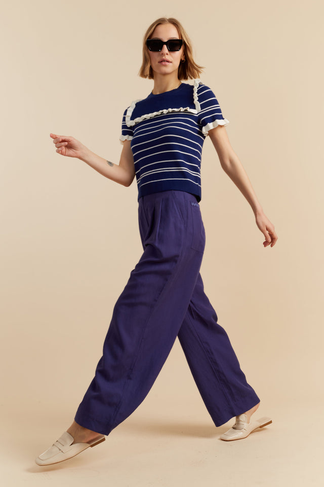 Chinti And Parker Blue Merino Nautical Top
