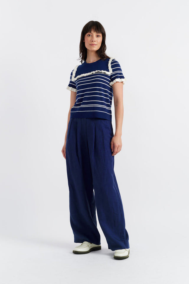 Chinti And Parker Blue Merino Nautical Top
