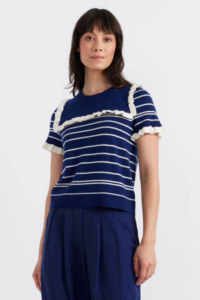 chinti and parker Blue Merino Nautical Top