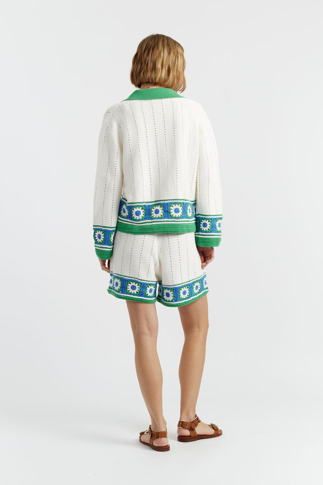 Chinti And Parker Cream Cotton Hand Crochet Shirt