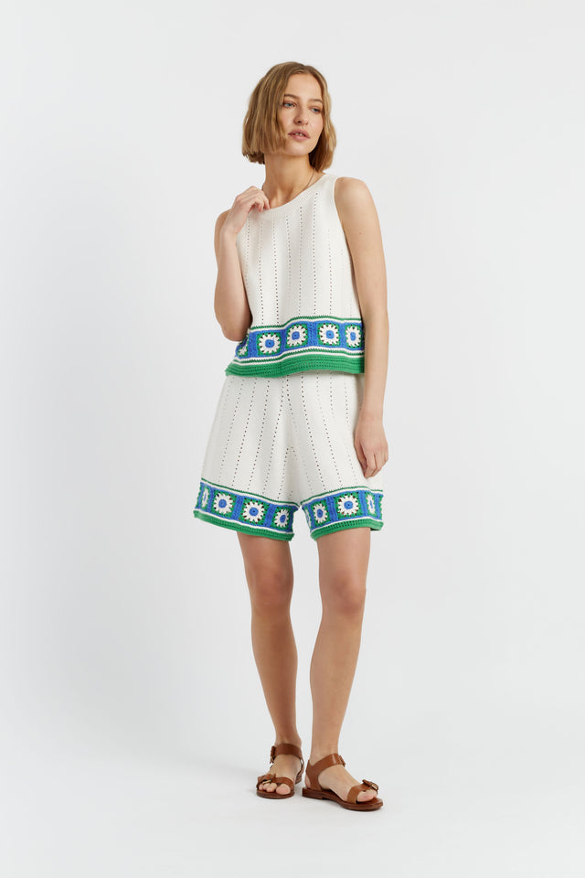 Chinti And Parker Cream Cotton Hand Crochet Shirt