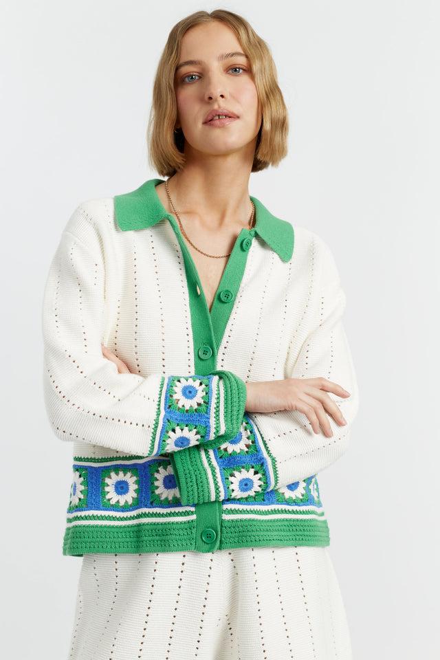 chinti and parker Cream Cotton Hand Crochet Shirt