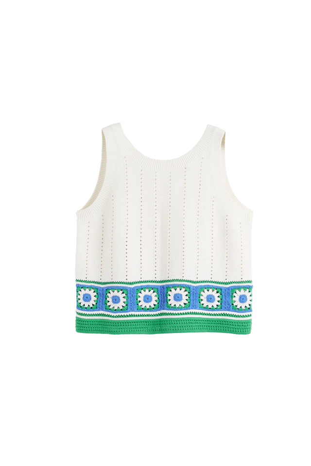 Chinti And Parker Cream Cotton Hand Crochet Vest