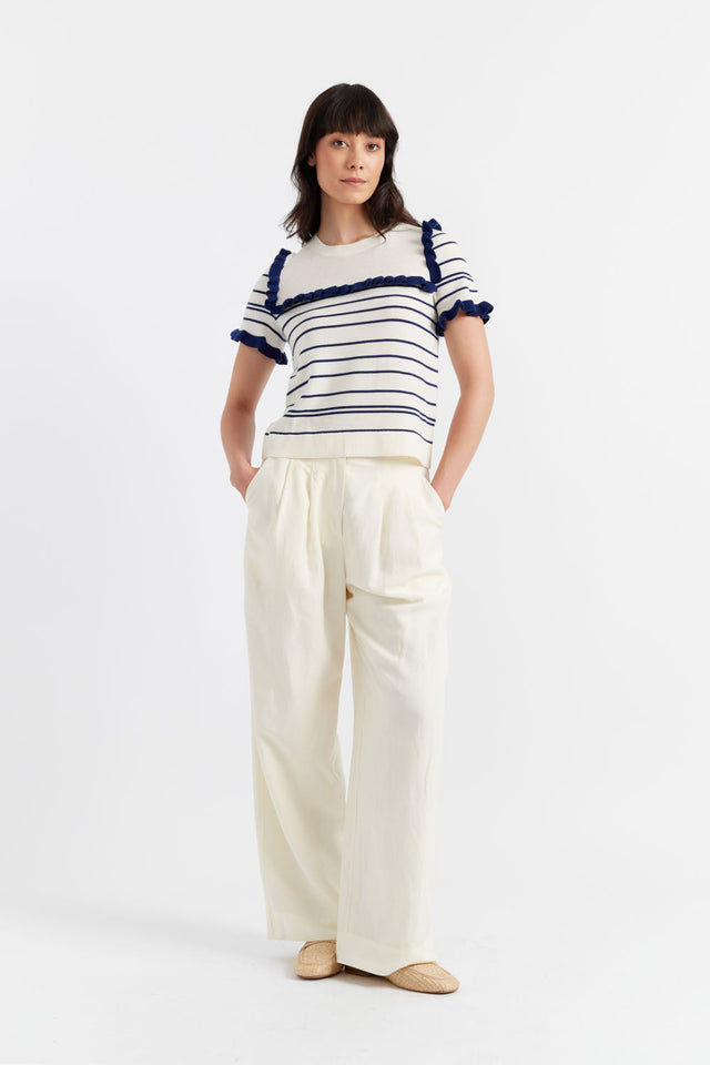 Chinti And Parker Cream Merino Nautical Top
