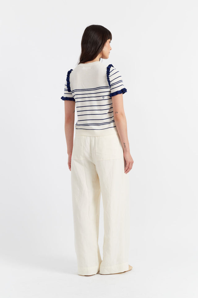Chinti And Parker Cream Merino Nautical Top