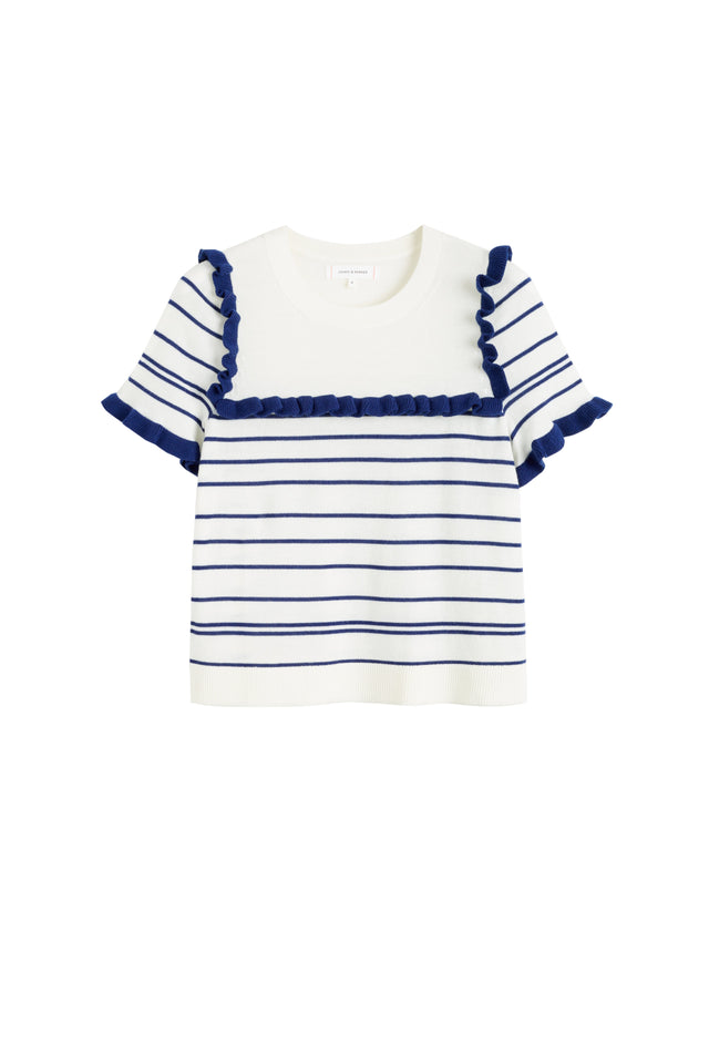 Chinti And Parker Cream Merino Nautical Top
