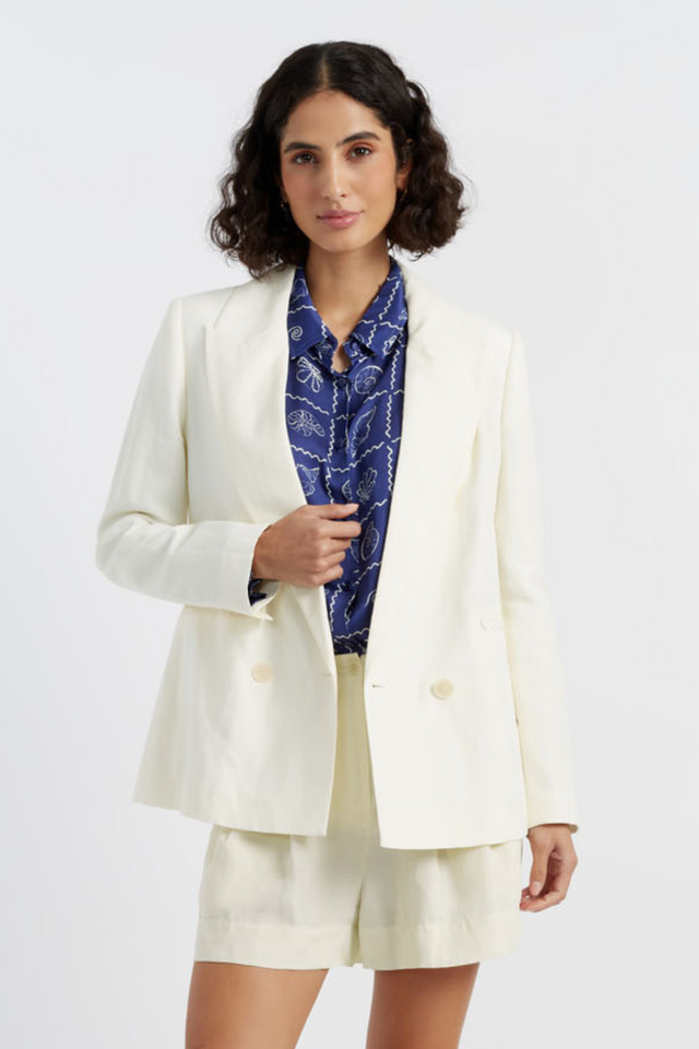 Chinti And Parker Cream Tencel-Linen Blazer