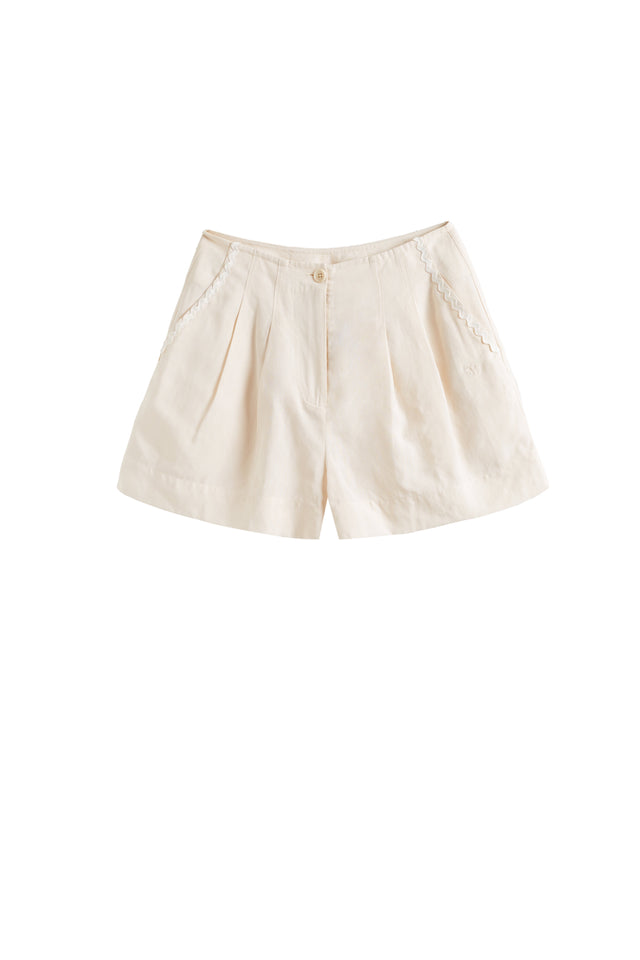 Chinti And Parker Cream Tencel-Linen Shorts