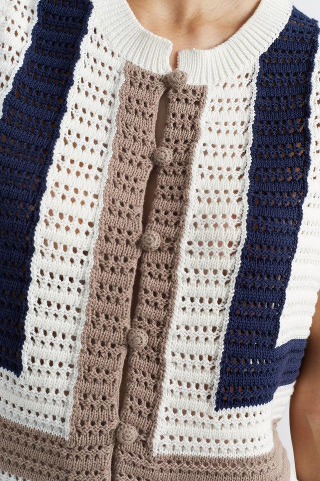 Chinti And Parker Navy Cotton Capri Vest