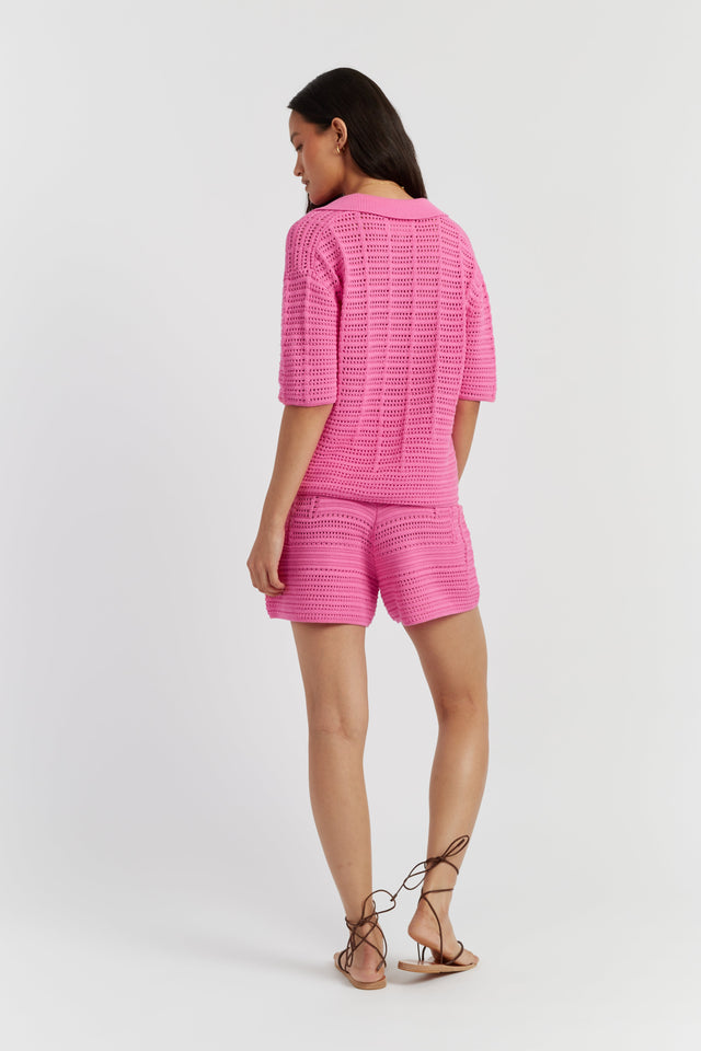 Chinti And Parker Pink Cotton Crochet Shirt