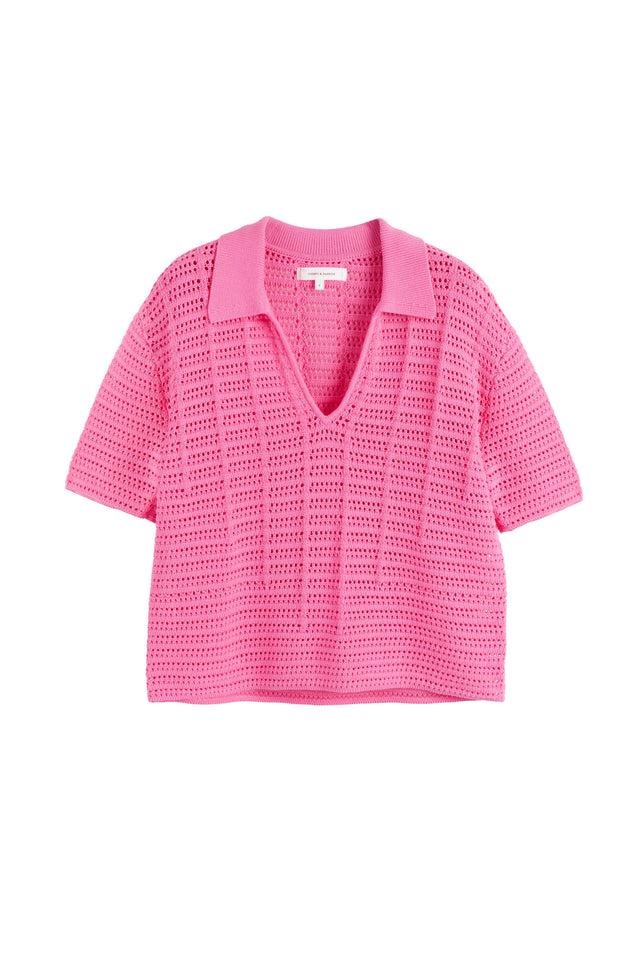 Chinti And Parker Pink Cotton Crochet Shirt