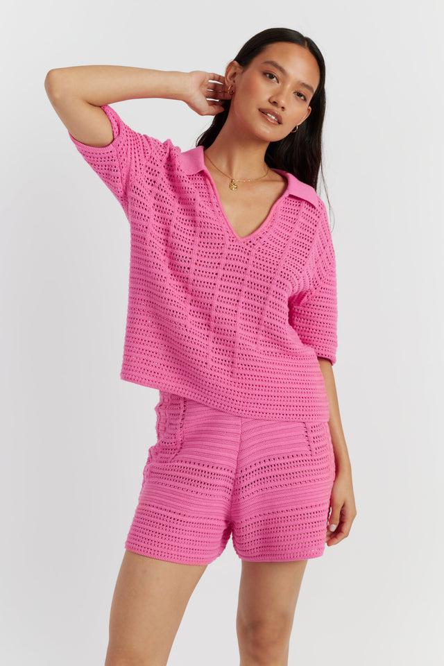 chinti and parker Pink Cotton Crochet Shirt