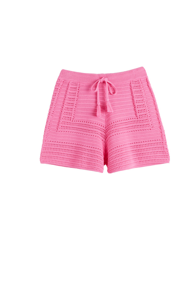 Chinti And Parker Pink Cotton Crochet Shorts