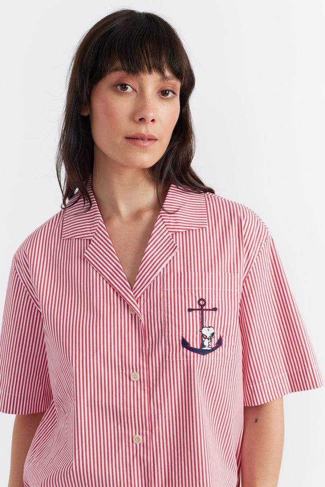 Chinti And Parker Red Cotton Snoopy Anchor Co-ord