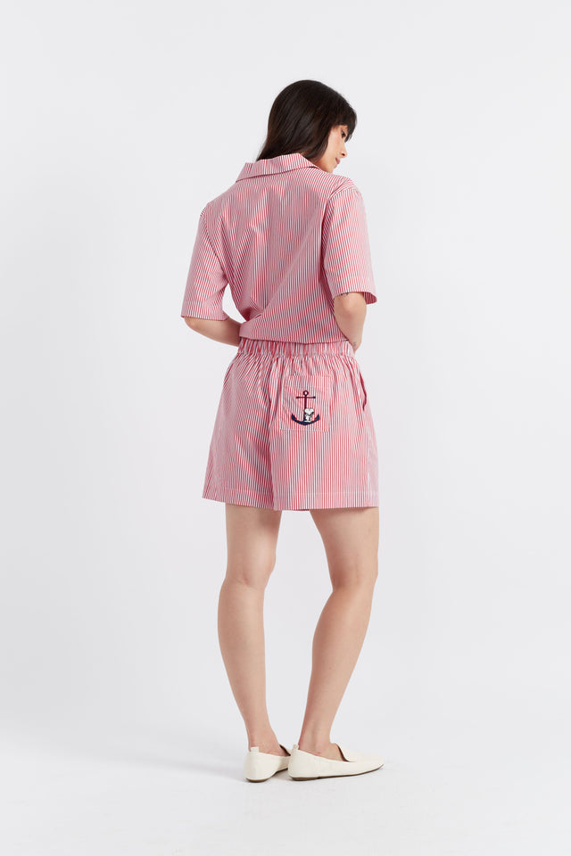 Chinti And Parker Red Cotton Snoopy Anchor Co-ord