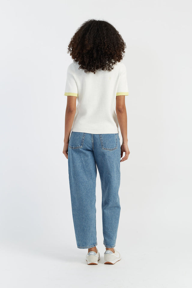 Chinti And Parker Cream Cotton Heart Breton Crochet T-Shirt