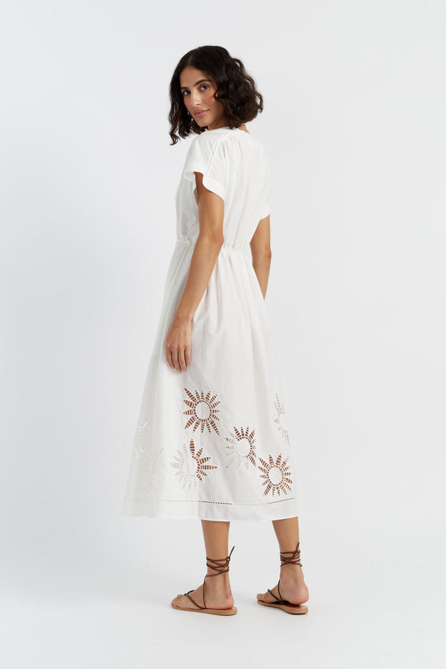 Chinti And Parker Cream Cotton-Lyocell Broderie Dress