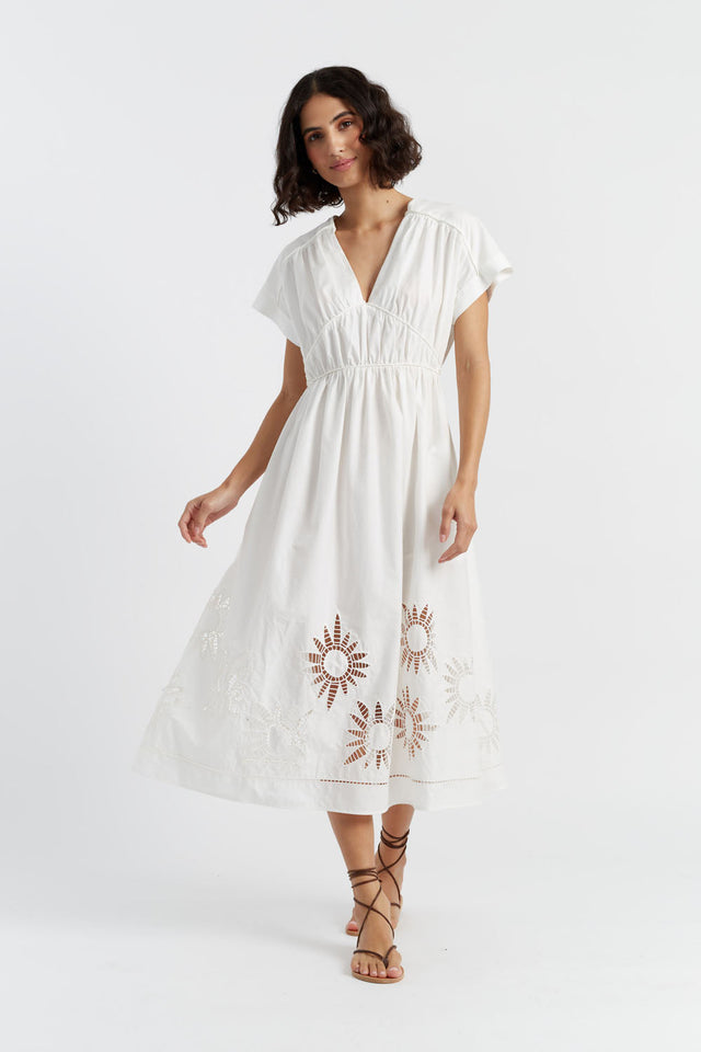 chinti and parker Cream Cotton-Lyocell Broderie Dress