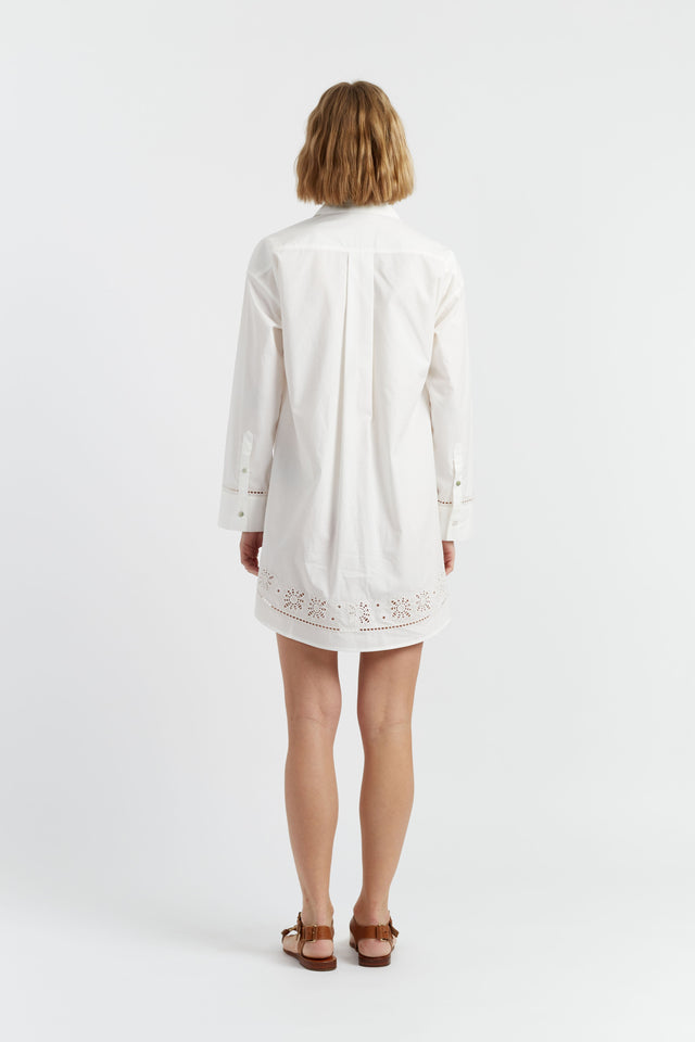 Chinti And Parker Cream Cotton-Lyocell Broderie Shirt Dress