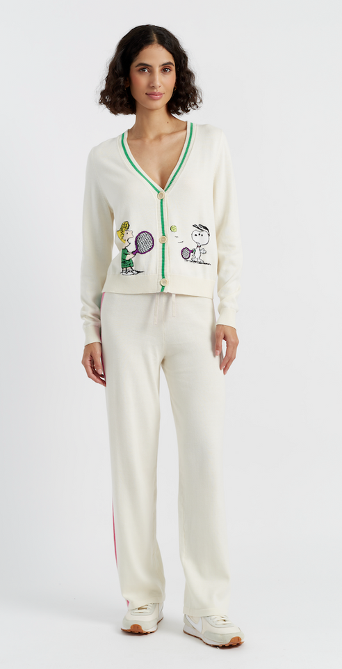 Chinti And Parker Cream Cotton Peanuts Racquet Club Cardigan