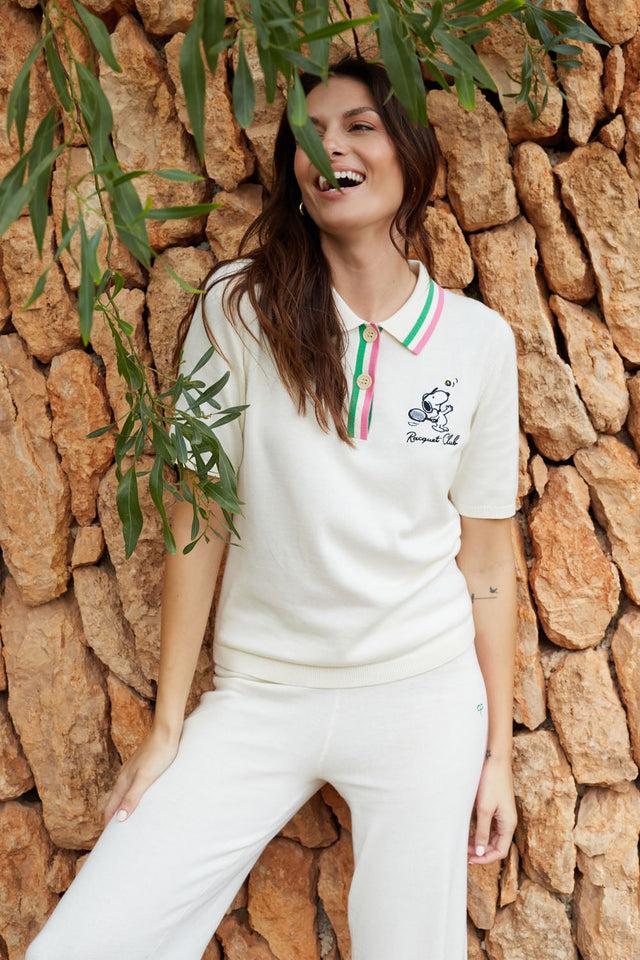 Chinti And Parker Cream Cotton Peanuts Racquet Club Polo