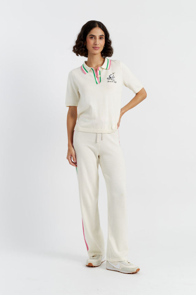 Chinti And Parker Cream Cotton Peanuts Racquet Club Polo