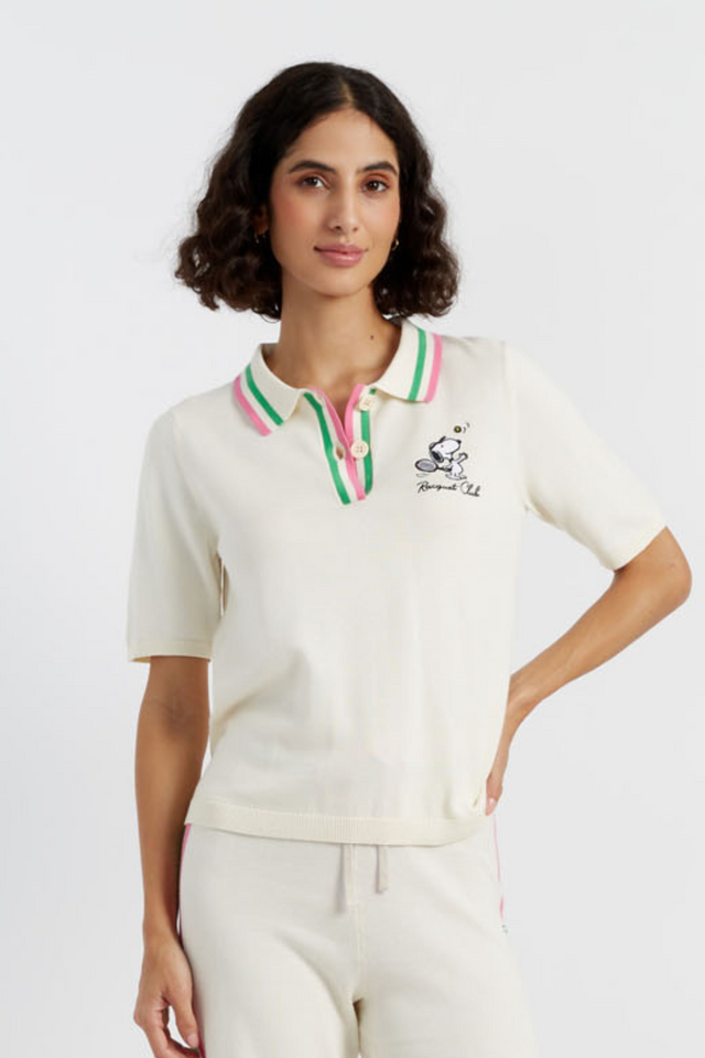 chinti and parker Cream Cotton Peanuts Racquet Club Polo