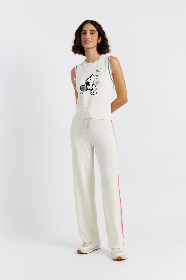 Chinti And Parker Cream Cotton Peanuts Racquet Club Tank