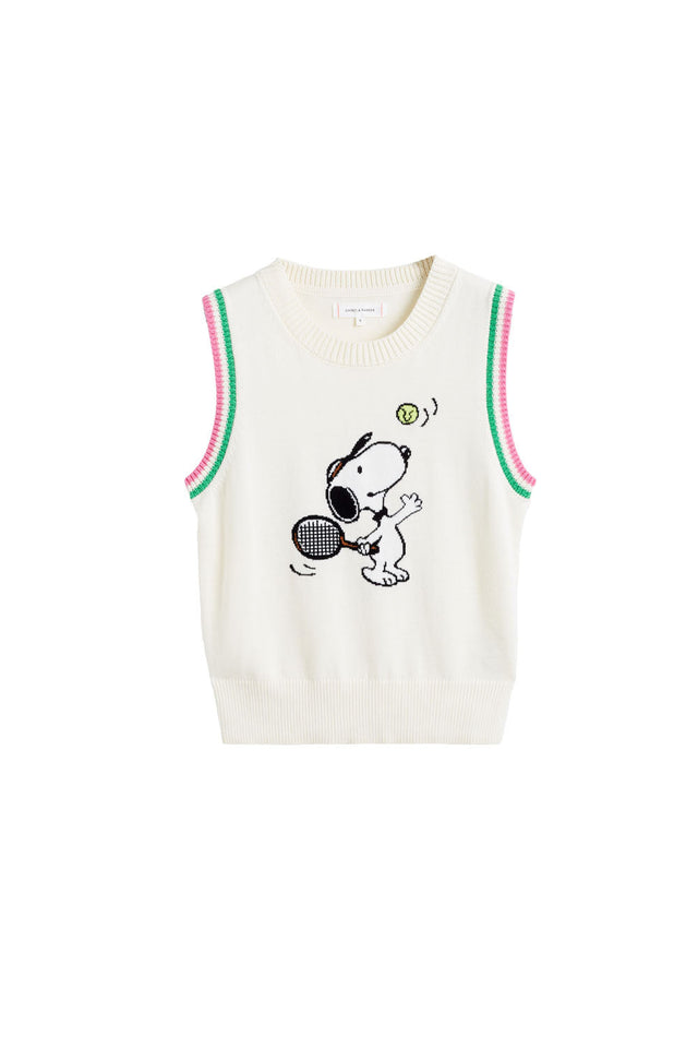 Chinti And Parker Cream Cotton Peanuts Racquet Club Tank